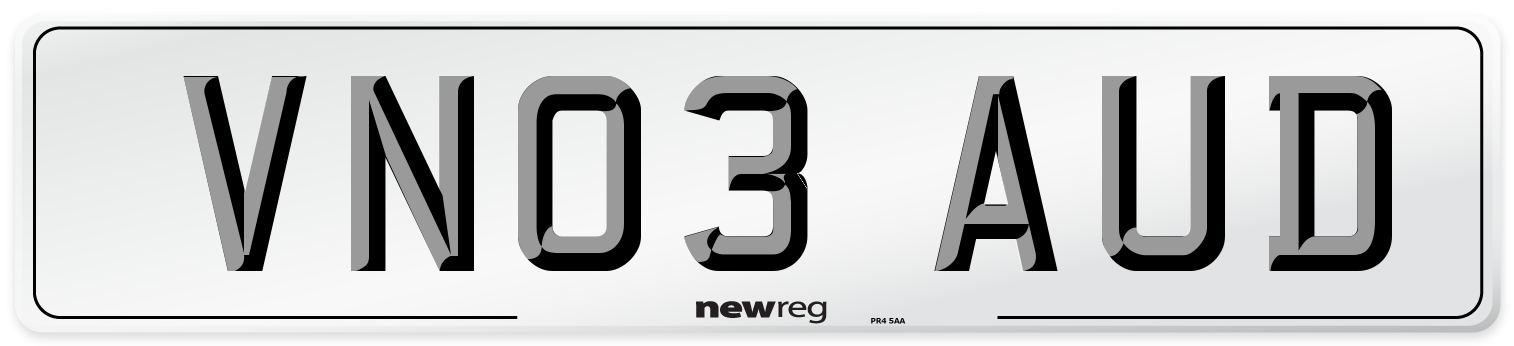 VN03 AUD Number Plate from New Reg